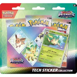 Prismatic Evolutions 3 Pack w Stickers Leafeon Scarlet & Violet Pokemon Card New - Image 1