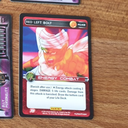 DRAGON BALL Z DBZ RED LEFT BOLT 5 STAR RARE CARD # R143 ENERGY COMBAT - Image 1