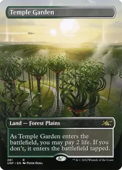 Temple Garden - Foil Extended Art Unfinity LP MTG - Image 1