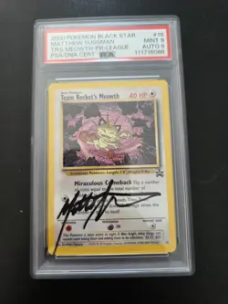 Pokemon Card - Meowth Black Star Promo #18 Signed Matthew Sussman PSA 9 Auto 9 - Image 1