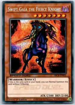 YUGIOH • SWIFT GAIA THE FIERCE KNIGHT • SECRET RARE • SBCB-EN005 • 1st • LP - Image 1