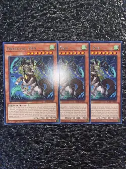 Yugioh 3x Dracotail Pan JUSH-EN003 Rare 1st Edition Near Mint - Image 1