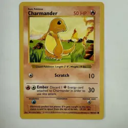 Charmander 46/102 Shadowless Base Set Pokemon Card 1999 WOTC LP/NM Vintage TCG - Image 1
