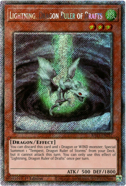 YuGiOh! Lightning, Dragon Ruler of Drafts RA03-EN257 Platinum Secret Rare 1st Ed - Image 1