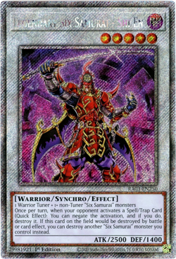 YuGiOh! Legendary Six Samurai Shi En RA03-EN250 Platinum Secret Rare 1st Edition - Image 1