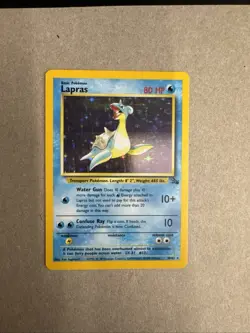 Pokemon TCG Lapras Fossil Holo Rare Card 10/62 Unlimited Vintage 1999 LP - NM - Image 1