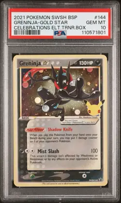 2021 Pokemon Greninja Gold Star Celebrations PSA 10 Gem Mint Card - Image 1