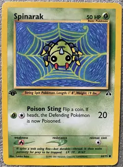 Spinarak 1st Edition 64/75 Neo Discovery WOTC Vintage Pokemon - Image 1