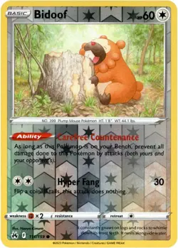 💢Pokemon - Bidoof - Reverse Holo - 111/159 - Crown Zenith - (NM)💢 - Image 1