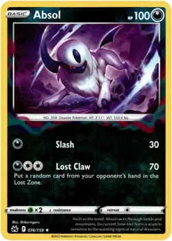 💢Pokemon - Absol - Reverse Holo - 076/159 - Crown Zenith - (NM)💢 - Image 1