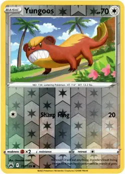 💢Pokemon - Yungoos - Reverse Holo - 117/159 - Crown Zenith - (NM)💢 - Image 1