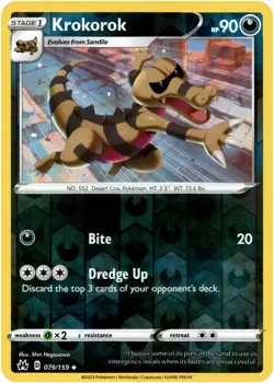 💢Pokemon - Krokorok - Reverse Holo - 079/159 - Crown Zenith - (NM)💢 - Image 1