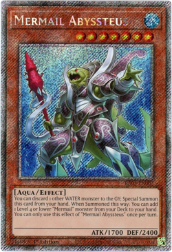 YuGiOh! Mermail Abyssteus - RA03-EN007 - Platinum Secret Rare 1st Edition NM/M - Image 1