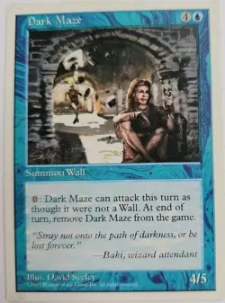 MTG Magic The Gathering Card Dark Maze Summon Wall Blue 1997 - Image 1