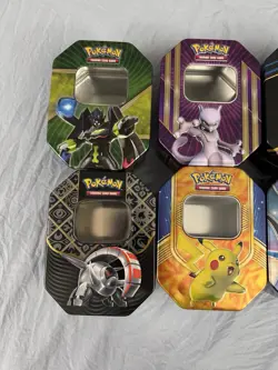 Lot Of 8 Empty Pokemon Trading Card Tins Mewtwo Pikachu Espeon Latios - Image 2