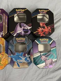 Lot Of 8 Empty Pokemon Trading Card Tins Mewtwo Pikachu Espeon Latios - Image 3