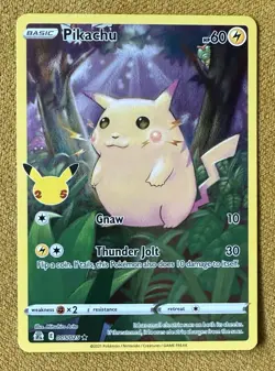 Pikachu 5/25, NM Full Art Holo, Pokemon Celebrations 25th Anniversary TCG Card - Image 1
