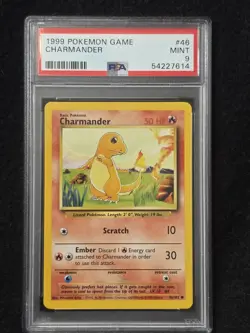 Pokemon TCG Charmander Base Set Unlimited Card 46/102 WOTC PSA 9 - Image 1