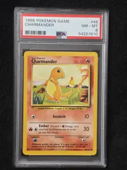 Pokemon TCG Charmander Base Set Unlimited Card 46/102 WOTC PSA 8 - Image 1