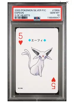 Espeon PSA 10 Pokemon Silver Version Playing Card 196A 5 of Hearts Poker Lugia - Image 2