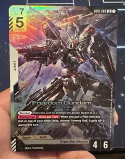 Gundam Card Game Freedom Gundam LR English GD01-065 LR+ Newtype Rising - Image 1
