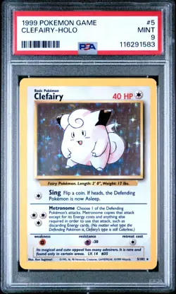 1999 Pokemon Base Set Unlimited English 5/102 Clefairy Holo PSA 9 - Image 1
