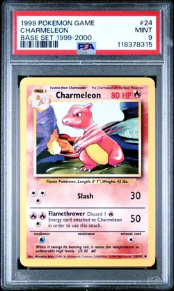 1999 POKEMON GAME BASE SET 24 CHARMELEON BASE SET 1999-2000 PSA 9 MINT - Image 1