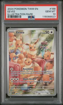 2024 Pokemon Twm En-Twilight Masquerade #188 Eevee Illustration Rare PSA 10 - Image 1