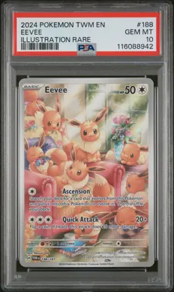 2024 Pokemon Twm En-Twilight Masquerade #188 Eevee Illustration Rare PSA 10 - Image 1