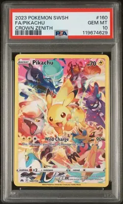 2023 POKEMON SWORD AND SHIELD CROWN ZENITH #160 FA/PIKACHU CROWN ZENITH PSA 10 - Image 1