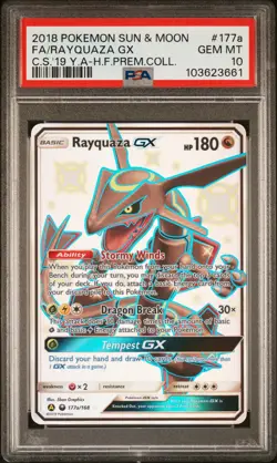 2018 Pokemon Sun & Moon Hidden Fates #177a /Rayquaza Gx PSA 10 - Image 1