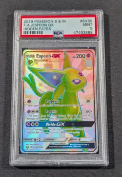 Pokemon Card Full Art Holo Shiny Espeon GX SV60/SV94 PSA 9 MINT Hidden Fates - Image 1