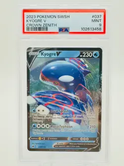 2023 Pokemon Crown Zenith Kyogre V Extended Art Holo Rare PSA 9 MINT #037 - Image 1
