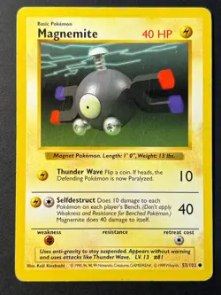 Magnemite 53/102 Shadowless Base Set - Pokemon Card WOTC LP - - Image 1