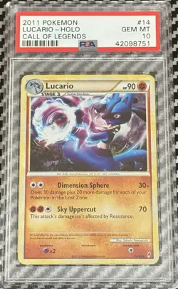 2011 Pokemon Call of Legends # 14 Lucario Holo PSA 10 Card GEM MINT! Rare! Pop12 - Image 1