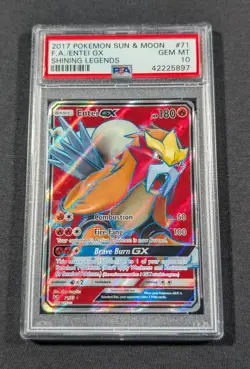 Pokemon Card Full Art Holo Entei GX 71/73 PSA 10 GEM MINT Shining Legends - Image 1