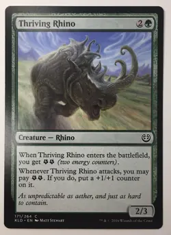 MTG Magic The Gathering Card Thriving Rhino Creature Rhino Green Kaladesh 2016 - Image 1