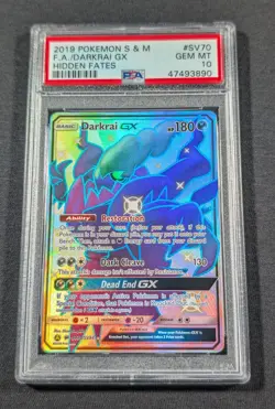 Pokemon Card Full Art Holo Shiny Darkrai GX SV70/SV94 PSA 10 GEM MT Hidden Fates - Image 1