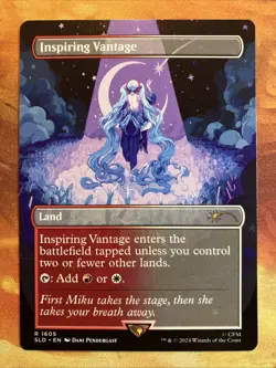 MTG Borderless Inspiring Vantage Secret Lair: X Hatsune Miku: Sakura Superstar!! - Image 1