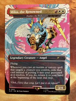 MTG Borderless Miku, the Renowned - Feather, the Redeemed SLD: Sakura Superstar! - Image 1