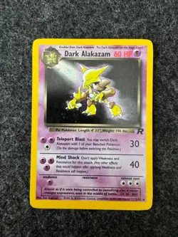 Pokemon Dark Alakazam 1/82 Holo Team Rocket 2000 WOTC LP Rare Holo - Image 1