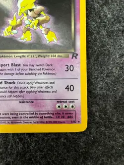 Pokemon Dark Alakazam 1/82 Holo Team Rocket 2000 WOTC LP Rare Holo - Image 4
