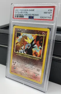 2001 Pokemon 3 Movie Entei Reverse Holo Black Star Promo #34 PSA 8 English - Image 1