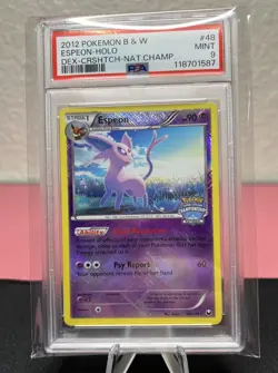 RARE PSA 9 MINT Pokemon B&W Espeon 48/108 National Championships Crosshatch Holo - Image 1