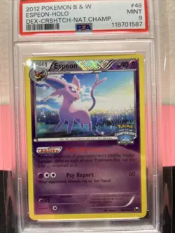 RARE PSA 9 MINT Pokemon B&W Espeon 48/108 National Championships Crosshatch Holo - Image 2