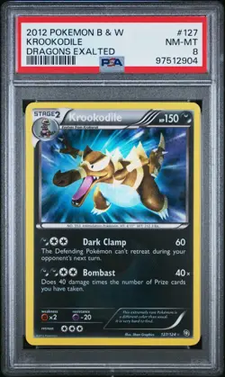 Pokemon Krookodile 127/124 PSA 8 NM-MT BW Dragons Exalted Shiny Secret Rare 2012 - Image 1