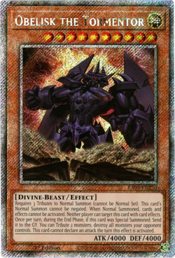 YuGiOh! Obelisk the Tormentor - RA03-EN230 - Platinum Secret Rare 1st Edition NM - Image 1