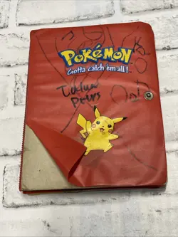 Pokemon Pikachu Red Binder TCG Album Snap 30 Page Card Holder Vintage 1999 Rare - Image 1