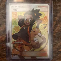 LP+ Hau Full Art Trainer Pokemon Card Guardians Rising Holo FREE SHIPPING - Image 1