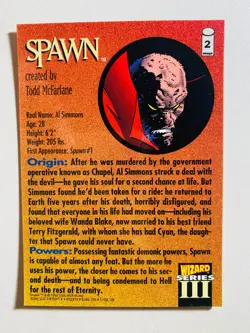 1993 WIZARD SERIES III #2 SPAWN NM-MT CARD - Image 2
